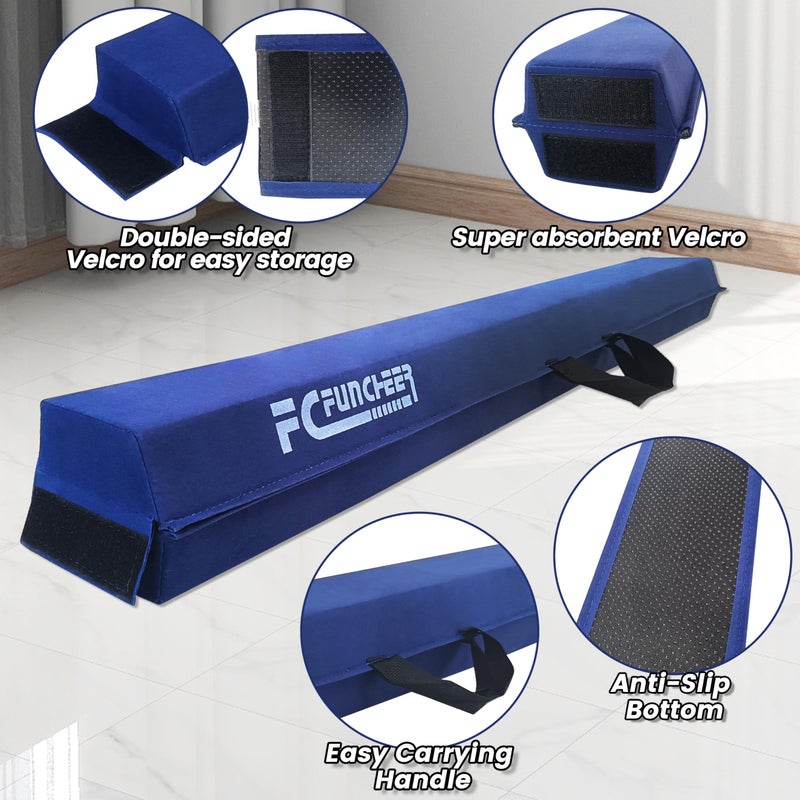 FC FUNCHEER 6FT/9FT Folding Balance Beam for Kids ages 3-39- Foldable Gymnastics Floor Beam,Anti-Slip ,Carrying Bag, Faux Suede Covered,EVA foam,Gymnastics Equipment for Kids Training At Home,School,Gym Center - Image 4
